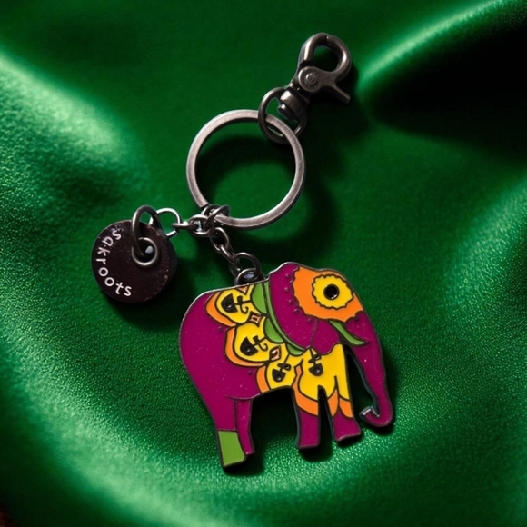 Sakroots Colorful Enamel Elephant Keychain Bag Charm Pink Yellow Green Colors - Picture 1 of 16